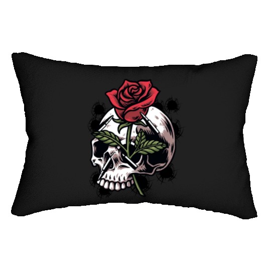 Bullets and Skull Roses Aesthetic Dripping Pattern Lumbar Pillows