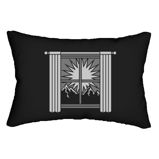 sunrise mountains view window Lumbar Pillows