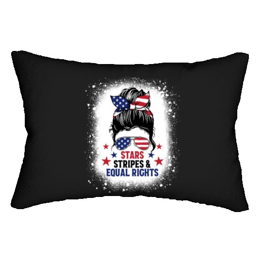 USA Messy Bun Bleached Stars Stripes Equal Rights Lumbar Pillows