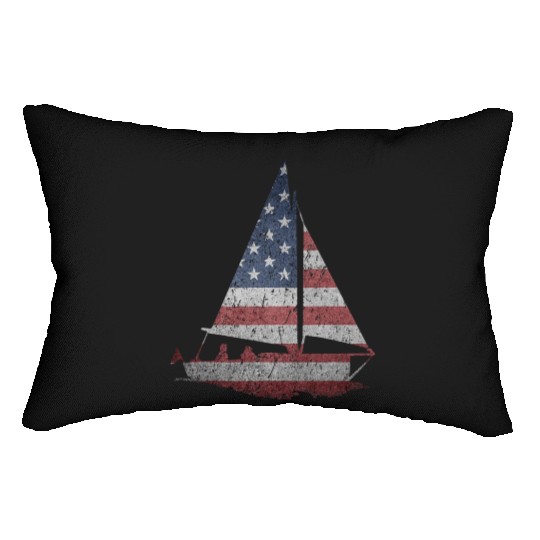 Distressed Stars Stripes Sailboat Sailing Adventur Lumbar Pillows
