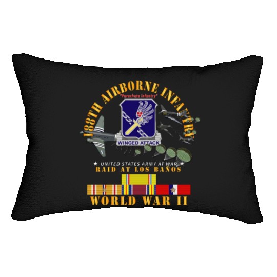 Army 188th Airborne Infantry Raid at Los Baños W J Lumbar Pillows