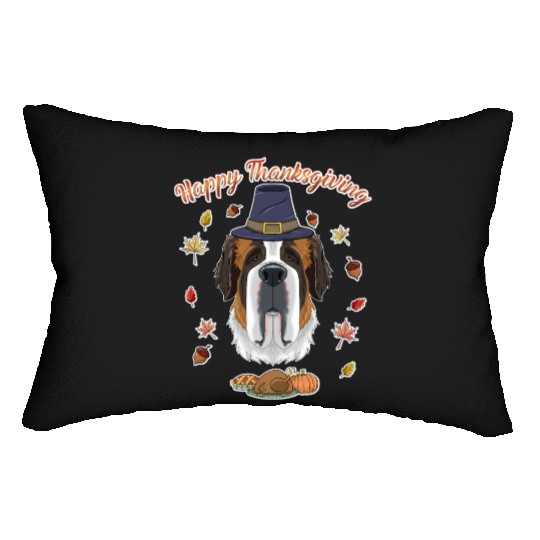 Happy Thanksgiving I Dog Lover I Saint Bernard Lumbar Pillows