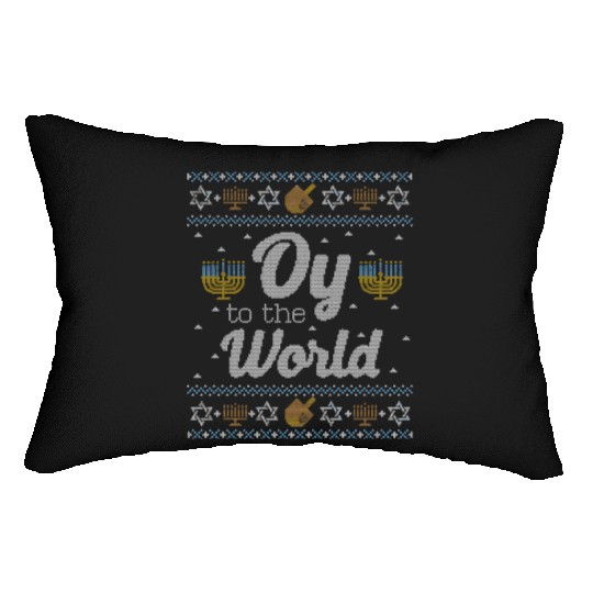 Funny Hanukkah Oy To The World Lumbar Pillows