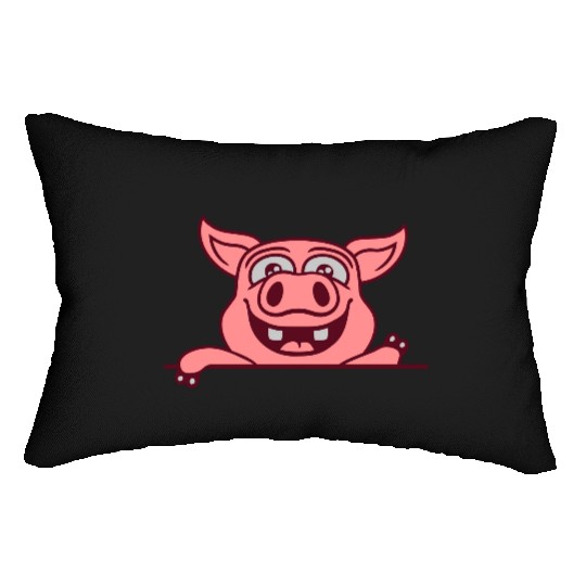 barn pig waving friendly Lumbar Pillows