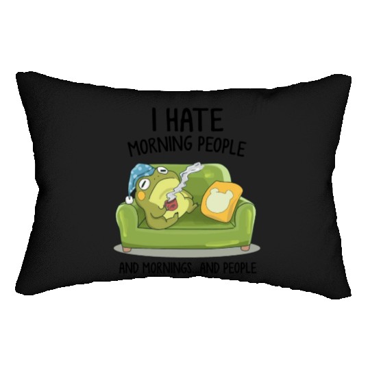 Toad Frog Drinking Coffee I Hate Morning People Lumbar Pillows