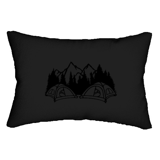 Mountains camper outdoors live Lumbar Pillows