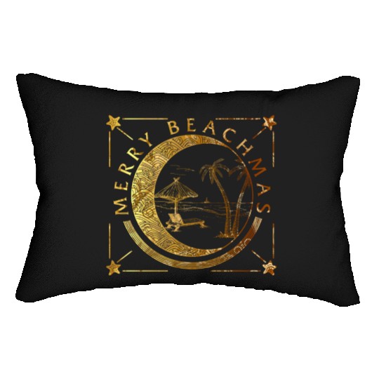 Coastal Beach Christmas In July Lumbar Pillows, Merry