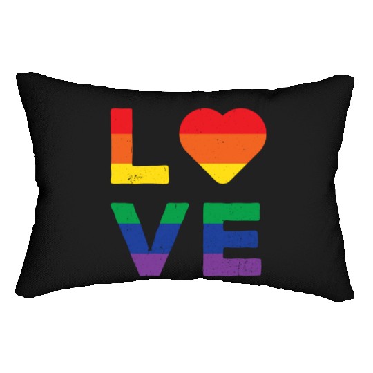 LGBT LOVE Rainbow Heart Gay Lesbian Equality Gift Lumbar Pillows