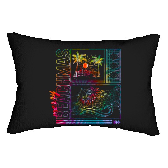 Coastal Beach Christmas In July Lumbar Pillows, Merry