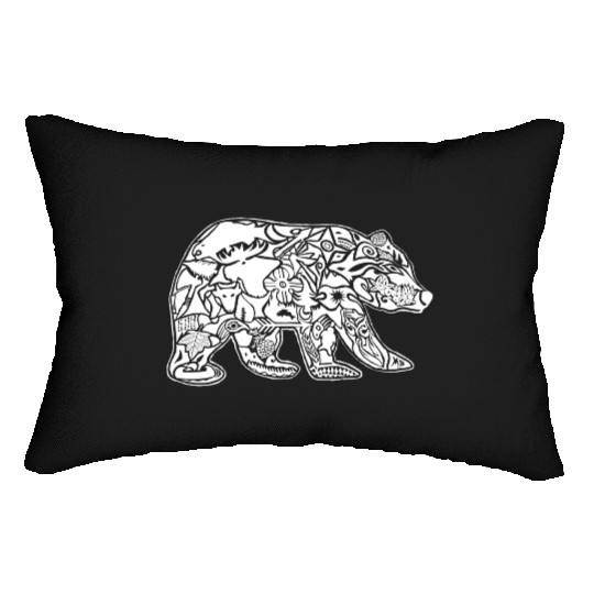 Black Bear Tattoo White Lumbar Pillows