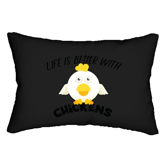 Life Is Better with Chickens Cartoon Funny Lumbar Pillows