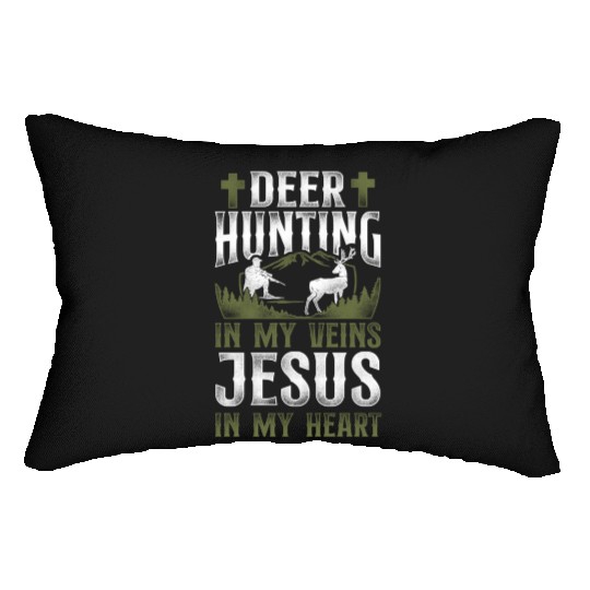 Buck Deer Hunting Hunter Jesus Lumbar Pillows