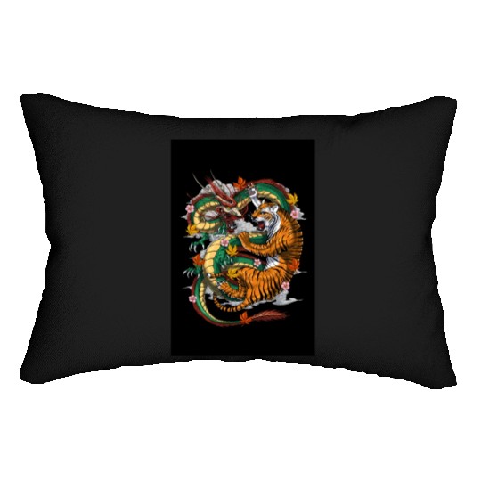 Japanese Dragon Tiger Lumbar Pillows