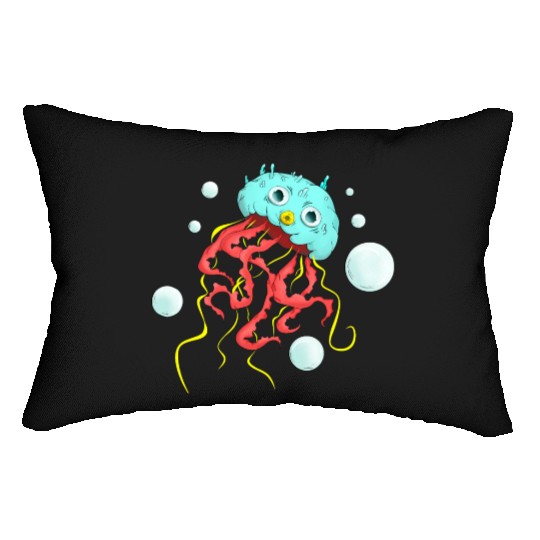 Amazing Jellyfish swimming underwater Lumbar Pillows
