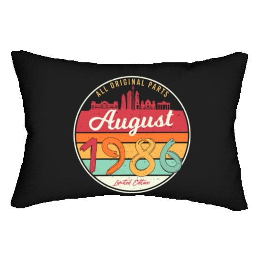 Birthday Greeting 1986 In August Lumbar Pillows