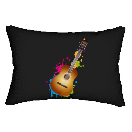 nice colorful acoustic guitar graffiti Lumbar Pillows