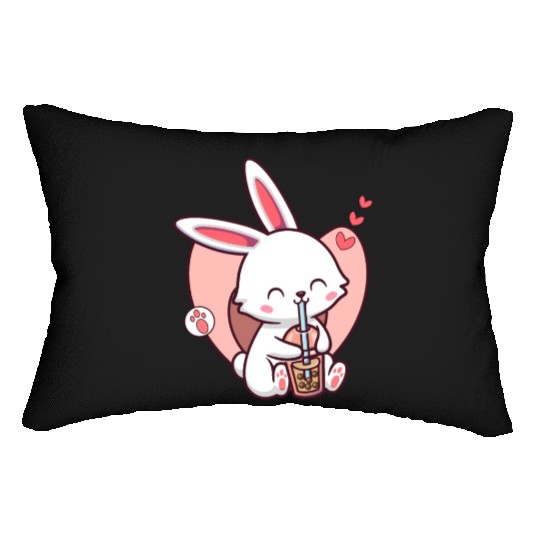 Kawaii Dog Loves Lumbar Pillows Boba Tea Bubble Tea Anime