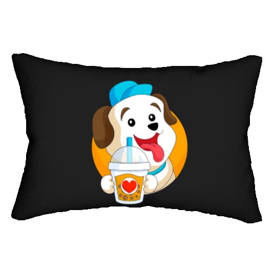 Kawaii Dog Loves Lumbar Pillows Boba Tea Bubble Tea Anime
