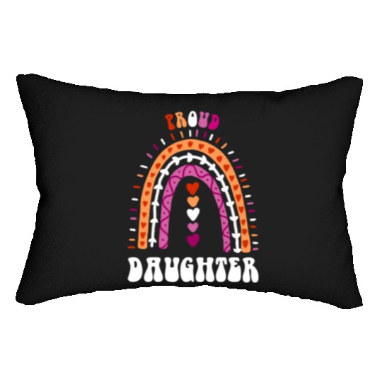 Proud Daughter Lesbian Pride Boho Rainbow Lumbar Pillows