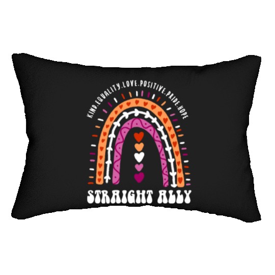 Straight Ally Lesbian Pride Boho Rainbow Lumbar Pillows