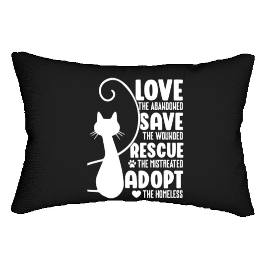Love Save Rescue Cat Lover Kitty Cats Mom Dad Lumbar Pillows