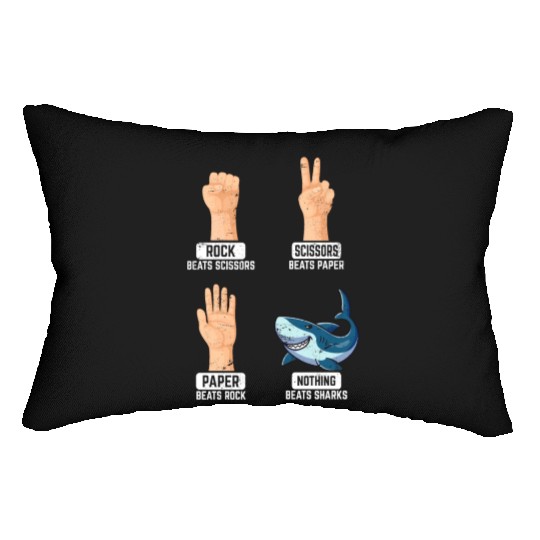 Rock Paper Scissors Nothing Beats Sharks Funny Sha Lumbar Pillows