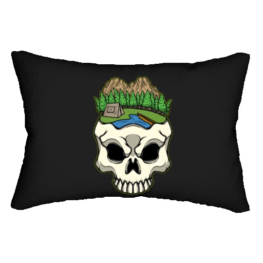 Skeleton Head Camp Campsite Camper Camping Lumbar Pillows