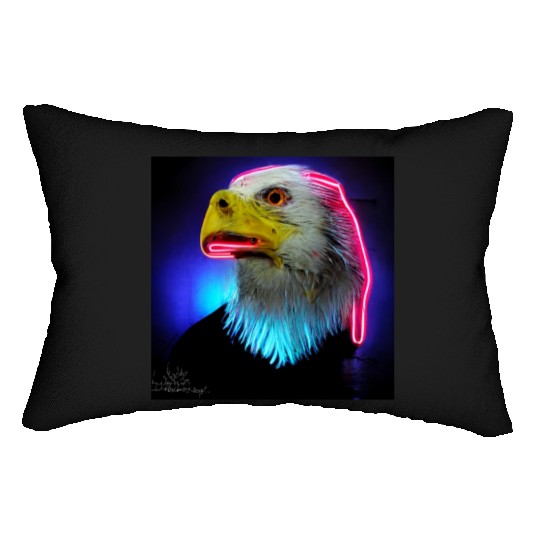 i love america neon bright lightsamerican eagle Lumbar Pillows