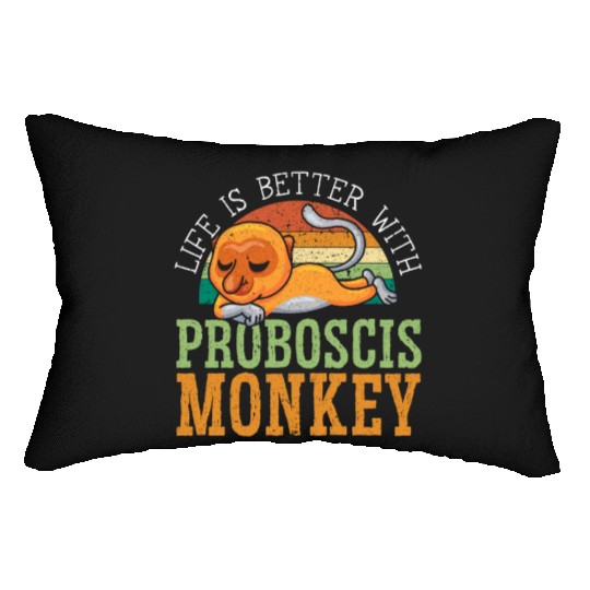 Life Is Better With Proboscis Monkey Ape Zookeeper Lumbar Pillows