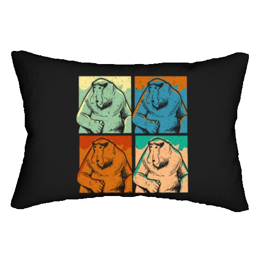 Retro Proboscis Monkey Ape Wildlife Zookeeper Lumbar Pillows