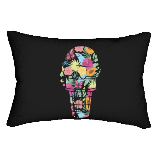 Ice Cream Tropical Floral Flower Lumbar Pillows
