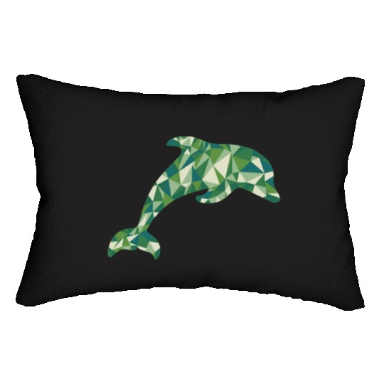 the dolphin green Lumbar Pillows