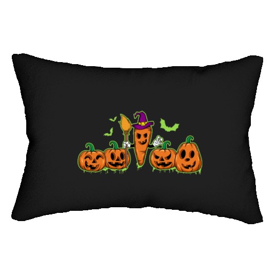 Happy Halloween Carrot Pumpkin Trick Or Treat Lumbar Pillows