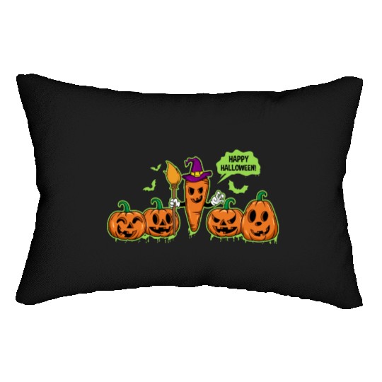 Happy Halloween Carrot Pumpkin Trick Or Treat Lumbar Pillows