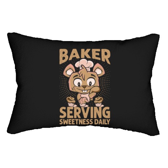 Baker Serving Sweetness Daily - Cakes - Funny - Ba Lumbar Pillows