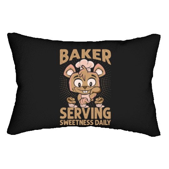 Baker Serving Sweetness Daily - Cakes - Funny - Ba Lumbar Pillows