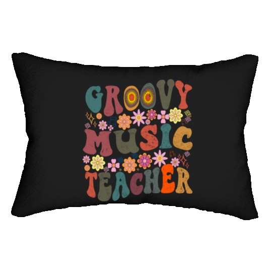Groovy music teacher colorful retro Back To School Lumbar Pillows