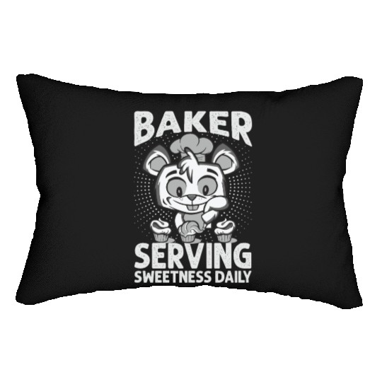Baker Serving Sweetness Daily - Cakes - Funny - Ba Lumbar Pillows