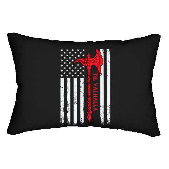 American Viking Axe Flag Til Valhalla Veteran Usa Lumbar Pillows