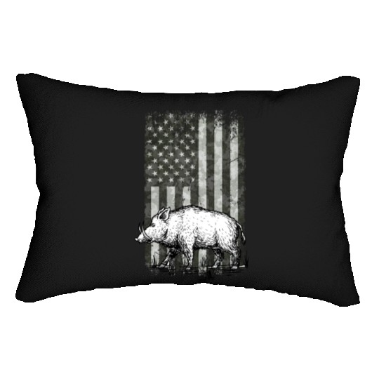 Patriotic Wild Boar Hunting Season For Hog Lumbar Pillows