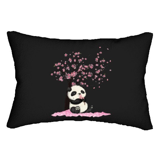 Cherry Blossom Japanese Art Panda Lover Panda Bear Lumbar Pillows