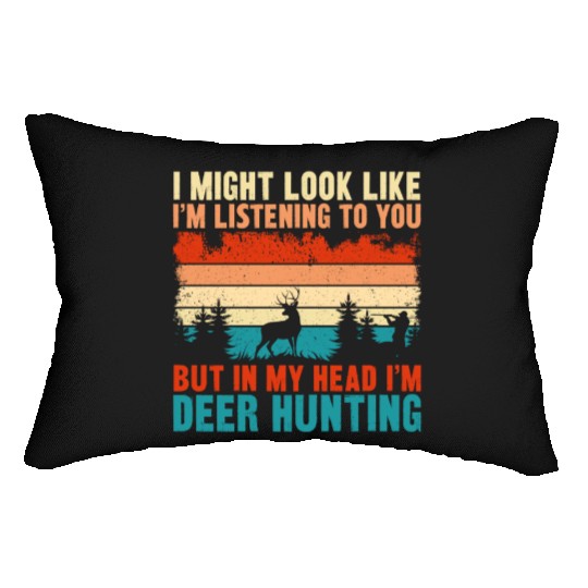 Buck Deer Hunting Hunter Vintage Lumbar Pillows