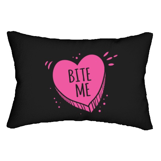 Bite Me Candy Heart Valentines Day Pink Sweet Gift Lumbar Pillows