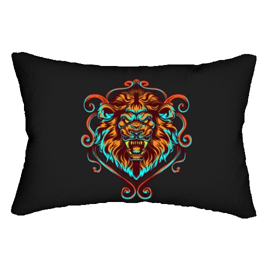Angry Lion Face Animal Lumbar Pillows