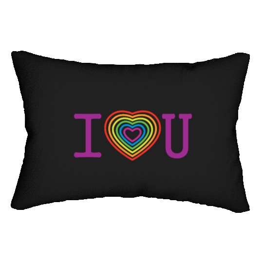 I love you with all my heart. Colors rainbow heart Lumbar Pillows