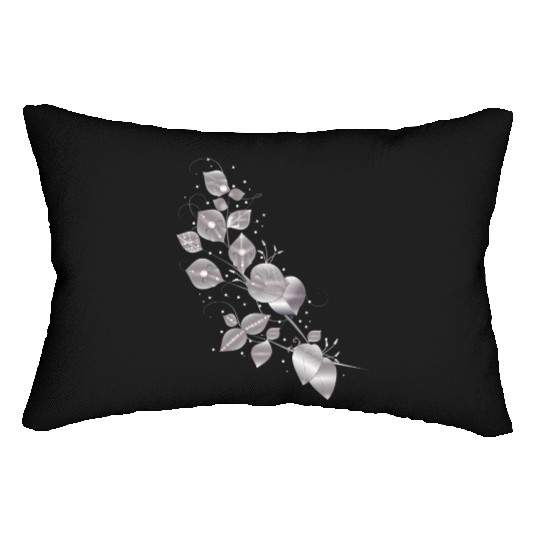 noble leaf tendril in metallic silver look Lumbar Pillows