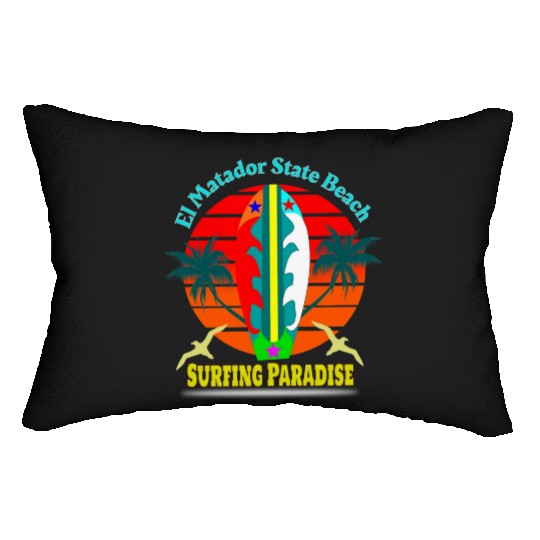 el matador state beach surfing paradise Lumbar Pillows