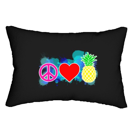 peace love pineapple Lumbar Pillows