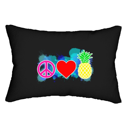 peace love pineapple Lumbar Pillows