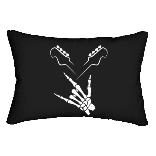 Rocker Skeleton Hand Rock On Rock Star Guitar Lumbar Pillows